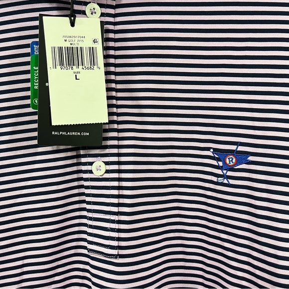RLX Polo Ralph Lauren Ocean Reef Club Shirt Striped S/S Wicking Size Large - Picture 3 of 8